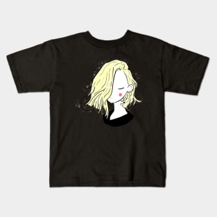 Pretty girl short hairstyles - full blonde black Kids T-Shirt